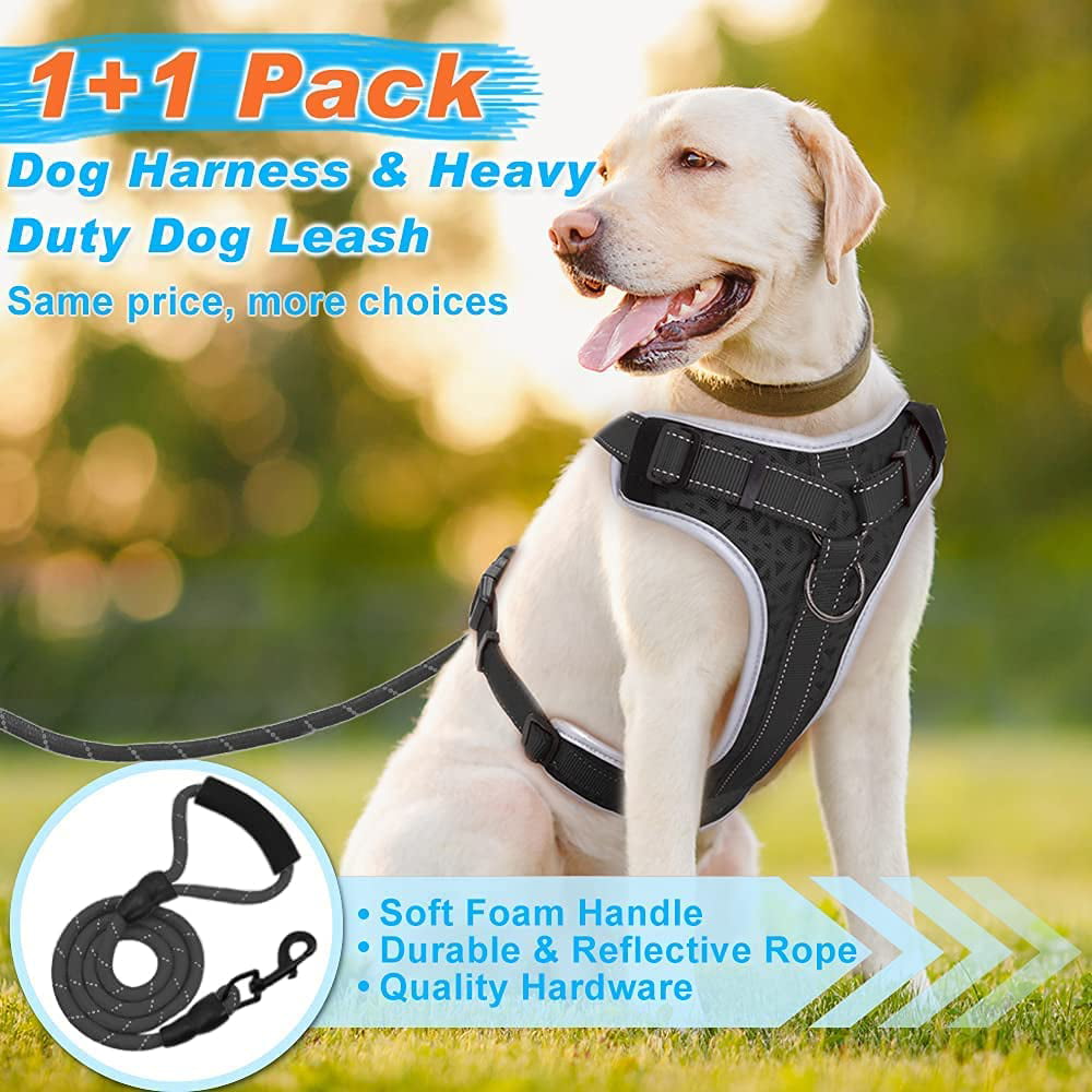 Reflective Nylon Perfect for Running or Jogging 3 in 1 Dog Harness Suits Front Clip Stops Light to Moderate Pulling Choose from Chest Back or Seatbelt Attachment No Pull Solution for Dogs 