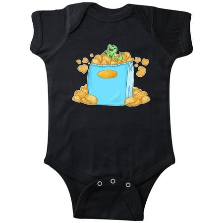 

Inktastic Little Dino Snacking on Chips Gift Baby Boy or Baby Girl Bodysuit