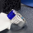 thumbnail image 3 of Blue Sapphire Ring for Men 925 Sterling Silver Sapphire Ring with Moissanite Engagement Sapphire Ring Jewelry Gift for Men Father Uncle, 3 of 5