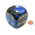 thumbnail image 2 of Chessex Gemini 50mm Huge Large D6 Dice, 1 Piece - Black-Blue with Gold Pips #DG5035, 2 of 3