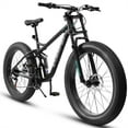 26 Inch Fat Tire Bike, Full Shimano 21 Speeds Mountain Bicycle, Dual Disc Brakes