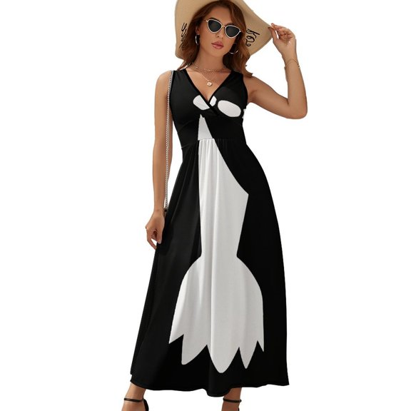 Wilma Flintstones Womens Night Club Maxi Dress V Neck Sleeveless Bohemia Long Dresses