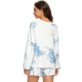 thumbnail image 2 of Ever-Pretty Women's Tie Dye Printed Pajamas Set Long Sleeve Tee and Shorts 11742 Blue XXX-Large, 2 of 6