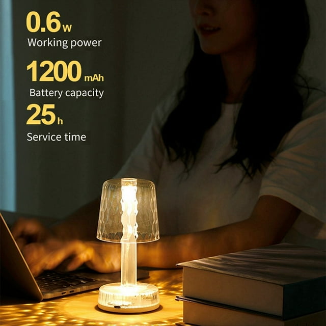 Lámpara de Mesa de Cristal LED, Luces Nocturnas de Proyección, Iluminación USB de 3 Tipos, Lámpara de Noche, Lámpara de Noche Recargable