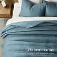 thumbnail image 3 of EVERGRACE Cotton Sateen Quilt Set Queen Size, Pre-Washed Cotton Channel Stitch Coverlet Bedspread, 3 Pieces Lightweight Soft Bedding Sets for All Season, with 2 Pillow Shams, Sonoma Blue, 3 of 8