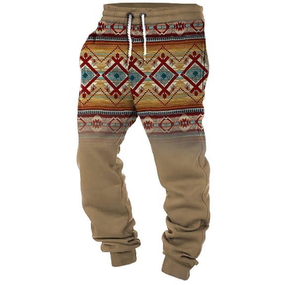 Ayfxijin Men Hiking Pants Printing Drawstring Pockets Elasticated Trousers Cuffed Pants Full Lenght Pants