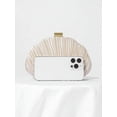 thumbnail image 4 of Women's Pleated Shell Clutch Bag Evening Handbag with Metal Frame for Party Wedding, 4 of 6