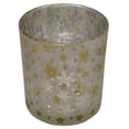 thumbnail image 3 of Northlight Frosted Stars and Snowflakes Glass Christmas Candle Holder - 3"  - Matte Silver and Gold, 3 of 5