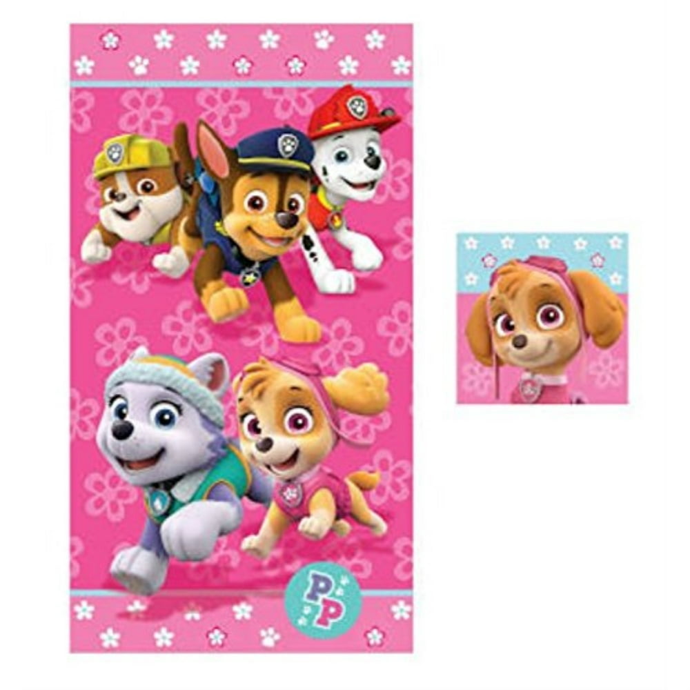 2pc paw patrol power leaps bath towel and washcloth set