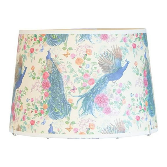 Aladdin Parchment Oil Lamp Shade, 12 inch Base Fitter. Peacock Design