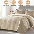 thumbnail image 2 of Davulos Full/Queen Quilt Set Khaki, Ultrasonic Embossed Bedspread Lightweight Microfiber Coverlet Modern Thin Bedding Set for All Season (1 Quilt and 2 Pillow Shams), 2 of 8