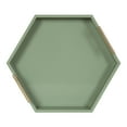 thumbnail image 6 of Kate and Laurel Lipton Modern Hexagon Tray, 18 x 18, Sage Green with Gold Handles, Midcentury Decorative Serving Tray for Storage and Display in Living Room Decor Scheme, 6 of 8