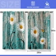 thumbnail image 3 of Flower Daisy Wood Kitchen Curtains - Wooden Rustic Retro Floral Farmhouse Spring Butterfly Plant Farm Short Cafe Tier Curtains Decor Rod Pocket Window Drapes 36 Inch Length 2 Panels 28"x36", 3 of 5