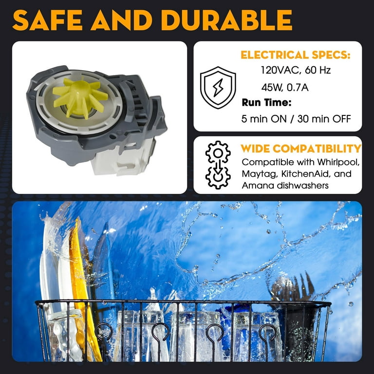 Dishwasher Drain Pump Motor Replacement For KitchenAid KDFE104DSS1