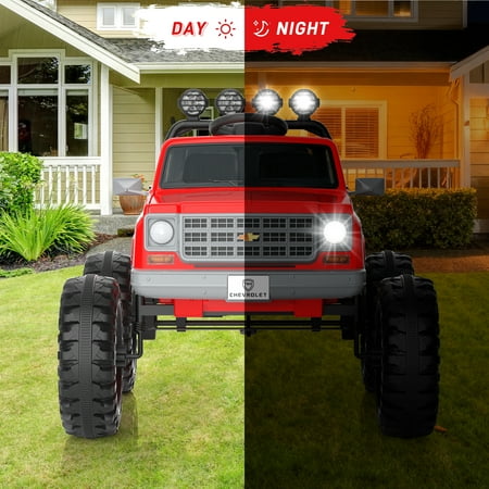 Chevrolet Cheyenne 24 Volt Ride on Toys with Remote, Ride on Truck for Big Kids 3-8 Years, Wisairt Power Car Wheels with 2 Seater, Red