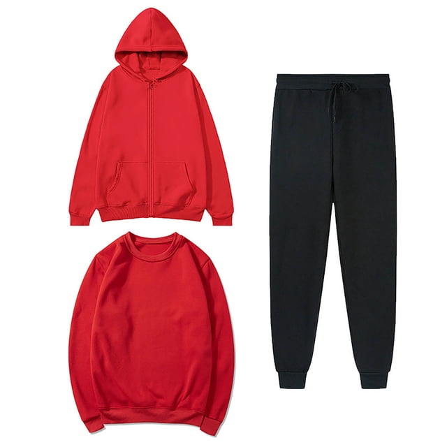 Ma Commande Récente Ensembles Décontractés pour Femmes 3 Pcs ZVAVZ Ensemble de Survêtement d'Automne pour Femmes avec Chandail à Capuche Uni, Hauts à Col Rond, Chandail à Capuche, Pantalon de Survêtement à Cordon, Ensemble de Sport 3 Pcs