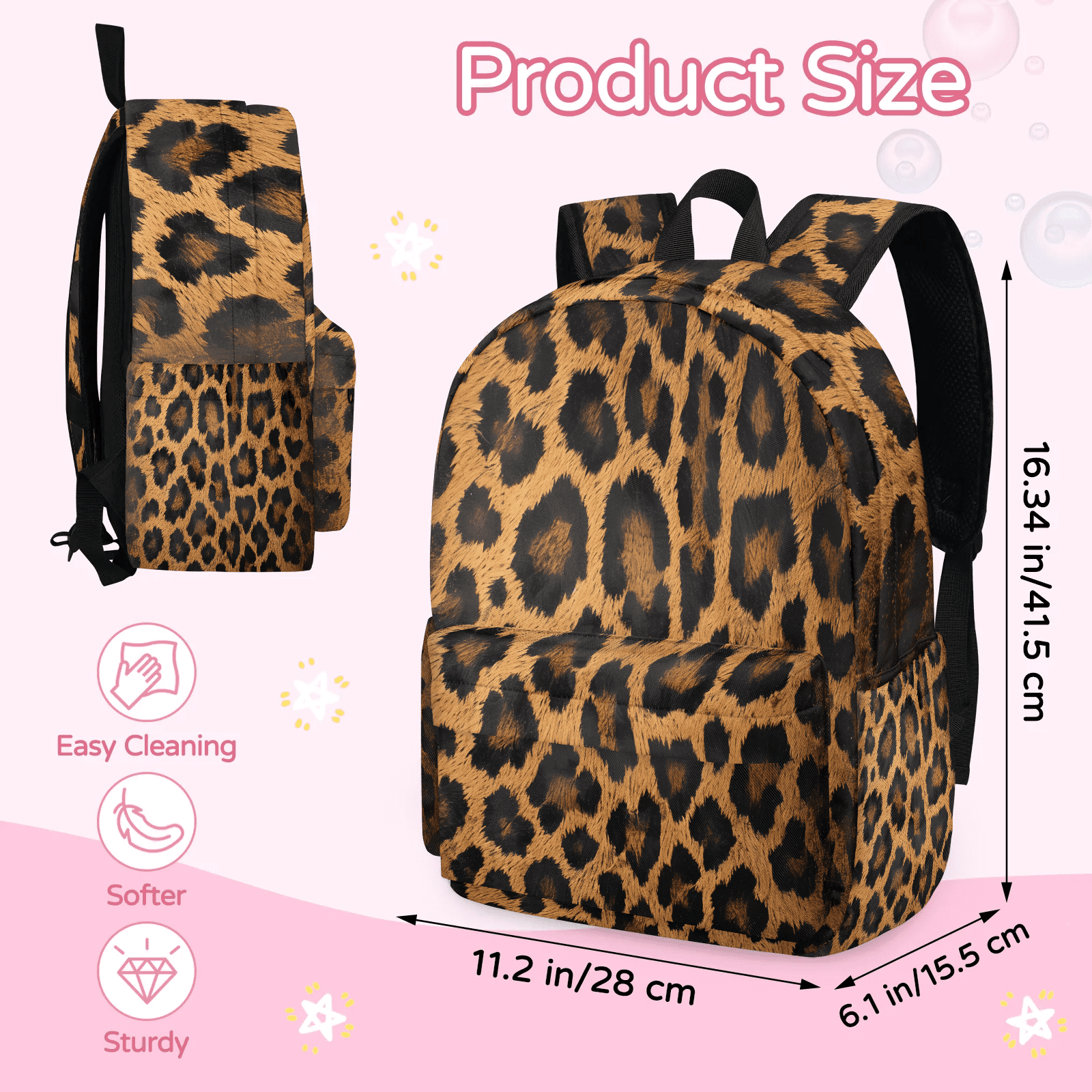 Herdesigns Leopard Print Backpack for Men Women, Lightweight Laptop Backpack 16.3 Inch Wild Safari Skin Pattern Casual Daypack for Travel Work Commuter