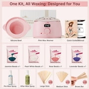 Lifestance Hair Removal Waxing Kit for Women & Men, Pink Digital Wax Warmer with Silicone Liner, 14.1oz Hard Wax Beads, Oil Spray, Full Body Use