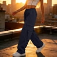 thumbnail image 2 of Cmtiyu Cargo Pants Women, High Waist Drawstring Hiking Pants, Casual Outdoor Athletic Trousers with Pockets, S-2XL, 2 of 8