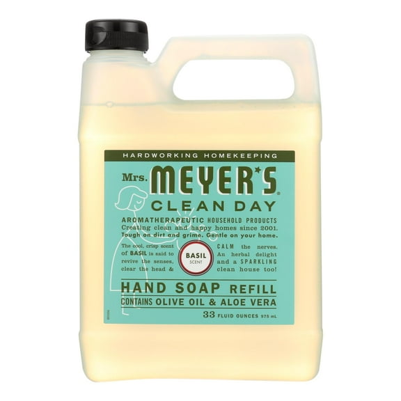 (3 pack)Mrs Meyer'S Clean Day Basil Soap Refill 14461 Hand & Bath Soap, 33 oz.