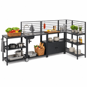 LAUSAINT HOME 5-Piece Modular Outdoor Kitchen Island Set — includes sink, storage cabinets, and shelves. An aluminum cabinet system perfect for patios, backyards, BBQ areas, and decks