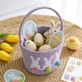 thumbnail image 6 of SLYNSHome Easter Basket Easter Bunny Baskets with Handle Purple Egg Buckets Gifts Tote Bags Woven Empty Hunt Basket, 6 of 7