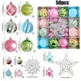 thumbnail image 3 of 50Pc Christmas Ball Ornaments, Pink Plastic Decorationations, Hanging Tree Baubles, Easy Hang Design, Home Holiday Decoration, 3 of 7