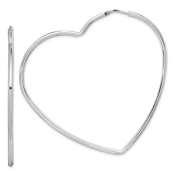 AA Jewels Solid 925 Sterling Silver Heart Hoop Earrings