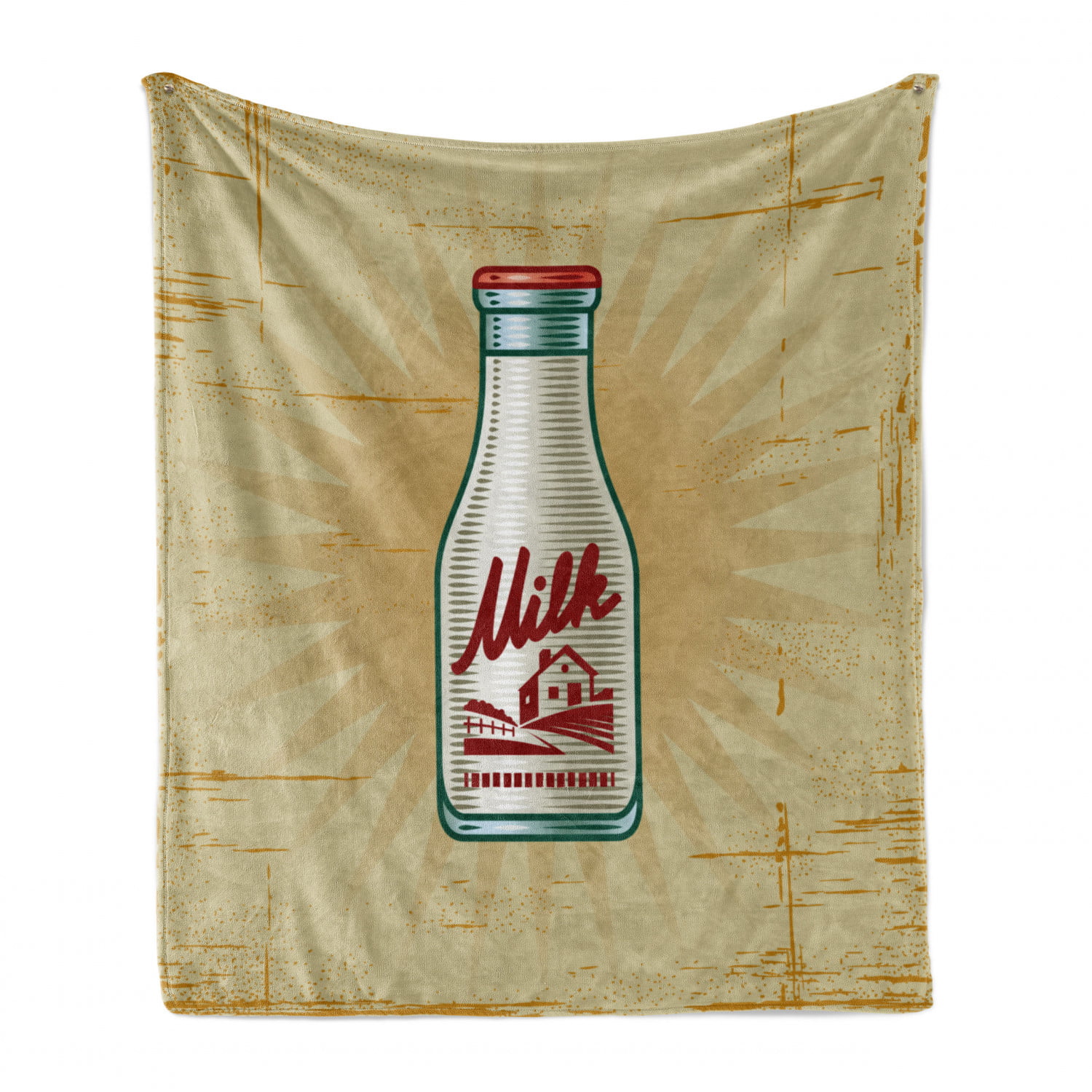 Multicolor Ambesonne Farmhouse Throw Blanket 70 x 90 Retro Style Milk Bottle Illustration on Weathered Grungy Background Dairy Product Flannel Fleece Accent Piece Soft Couch Cover for Adults