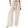 thumbnail image 2 of Levmjia Wide Leg Pants for Women Casual Pants Elastic Waist Drawstring Long Pants With Pocket, 2 of 5