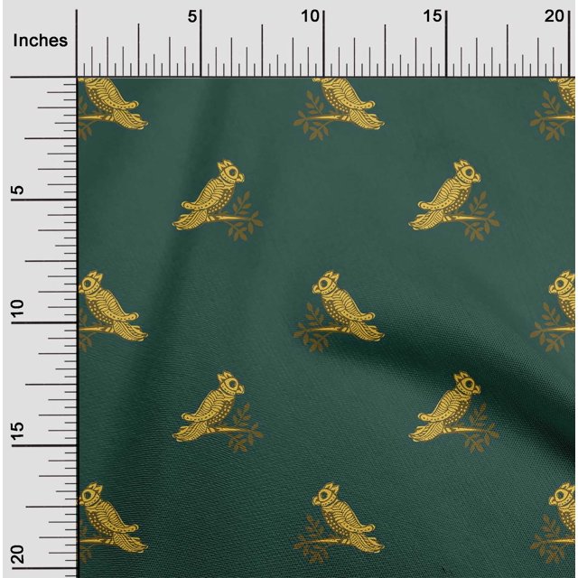 oneOone Tissu Georgette Viscose Imprimé Bloc d'Oiseaux au Mètre 42 Pouces de Large