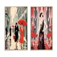 thumbnail image 2 of Designart "Red Umbrella Art Deco Lady" Fashion Woman Framed Wall Art Set Of 2 - Glam Orange Framed Wall Art Set Of 2, 2 of 6