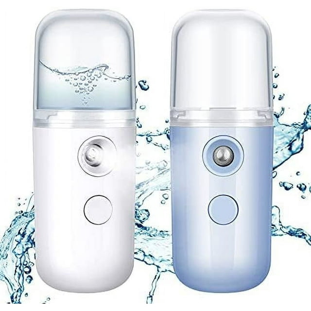 2 Pzs Nanohumidificador Facial 30 ml, Minihumidificador Portátil, Pulverizador Recargable USB, Máquina Práctica para Cuidado de la Piel, Hidratación Facial, Maquillaje Diario