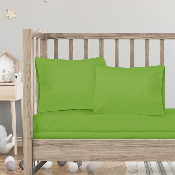 3 Piece Toddler Bed Sheet Set - Silky Soft Solid Microfiber Crib Sheets, Hypoallergenic, Cool & Breathable - Includes Fitted Sheet 28"x52", Flat Sheet 45"x60" and 14”x19” Pillowcase - Garden Green
