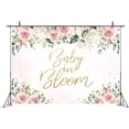 thumbnail image 2 of Baby in Bloom Backdrop Pink Flower Baby Shower Photography Background for Girl Rustic Floral Watercolor Rose Blossom Gold Dot Newborn Birthday Banner Party Decorations Banner Photo Booth Props, 2 of 4