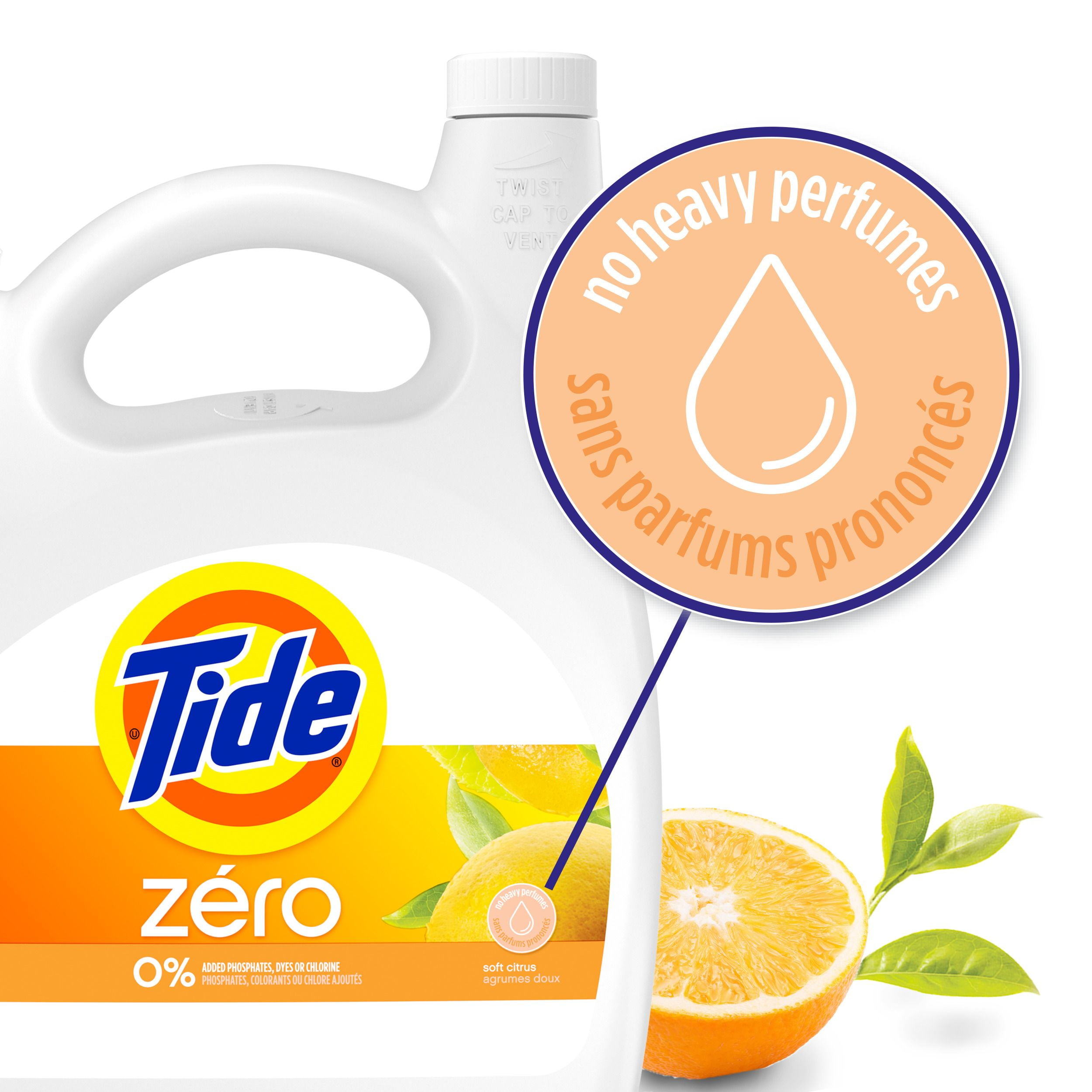 Tide Zéro Détergent à Lessive Liquide, Parfum Agrumes Doux, Technologie CleanScent, 3.1 Litres, 80 Brassées