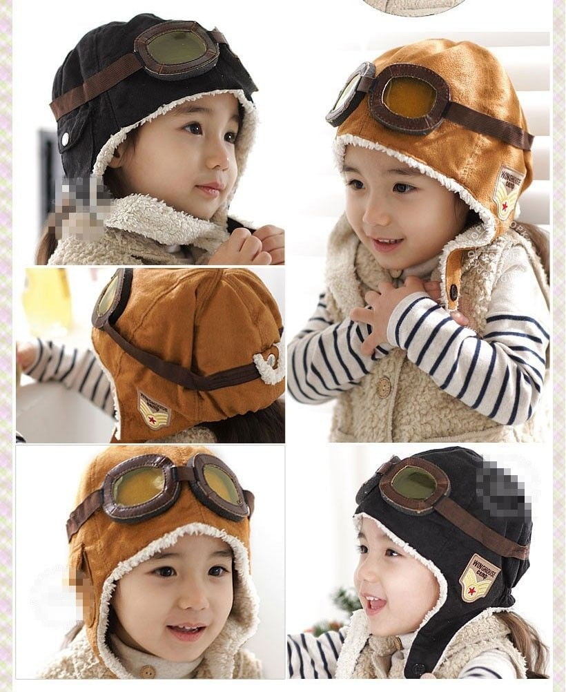 Baby Toddlers Kids Pilot Aviator Cap Winter Warm Soft Earflap Beanie Hat 