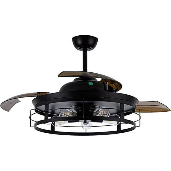 Parrot Uncle Ceiling Fan with Lights and Remote 52 inch Farmhouse Ceiling Fan with Light 5 Bulbs Not Included, Black
