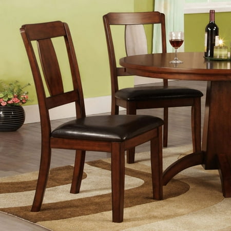 Oak Side Chairs Dining Furniture of America Dublair Padded Leatherette Dining Side Chairs - Antique Oak - Set of 2 ()