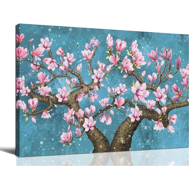 Flower Canvas WallArt for Bathrooms Pink Wall Decor for Bedroom