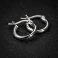 thumbnail image 3 of White Gold Plated 925 Sterling Silver Post Small Lightweight Little Thin French Lock Hoop Earrings, 3 of 6