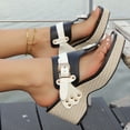 thumbnail image 6 of Gpaecead Women Wedge Thong Sandals Square Toe Woven Fabric Studded Straps Cushioned Plus Size Spring Summer Beach Bohemian Shoes,Black, 6 of 8