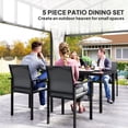 thumbnail image 3 of 5-Piece Outdoor Patio Dining Set, 55" Tempered Glass Table & 4 Stackable Mesh Chairs, Rust-Resistant Metal Frame for Backyard, Deck, Garden and Small Space, Black, 3 of 7