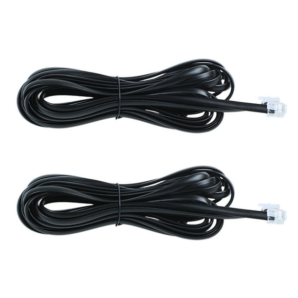 2X 6P6C RJ11 Linea Cable de Telefono del Modem de Fax de Extension de Telefono 5M Longitud Negro