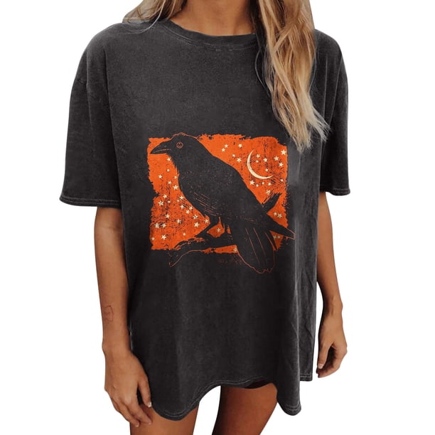 Blusa de manga corta de verano con estampado de Halloween gótico vintage para mujer Pompotops hfajkhk138872
