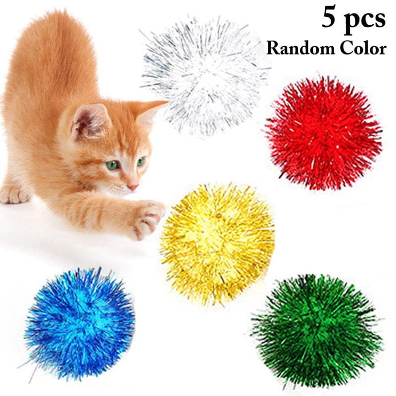 5PCS Sparkle Balls Cat Toys Glitter Pom Pom Cat Toy Kitten Ball Toys Walmart