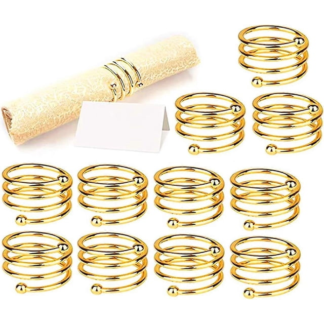 Gold Silver Napkin Rings, 6/12 Pieces Metal Napkin Buckles for Wedding Party