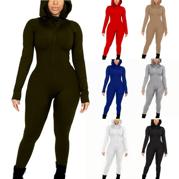 Sentmoon Music Festival Rompers Jumpsuits for Women Plus Size Long Sleeve Solid Color Slim Fit Jump Suit Summer for Beach and Vacation