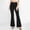 Black, variant on PWPSG Women's High-Waist Flare Pants, Dual Button Waist, Neat Front Seam Stitching and Split Hem for Upscale Smart Casual Events Black XXS