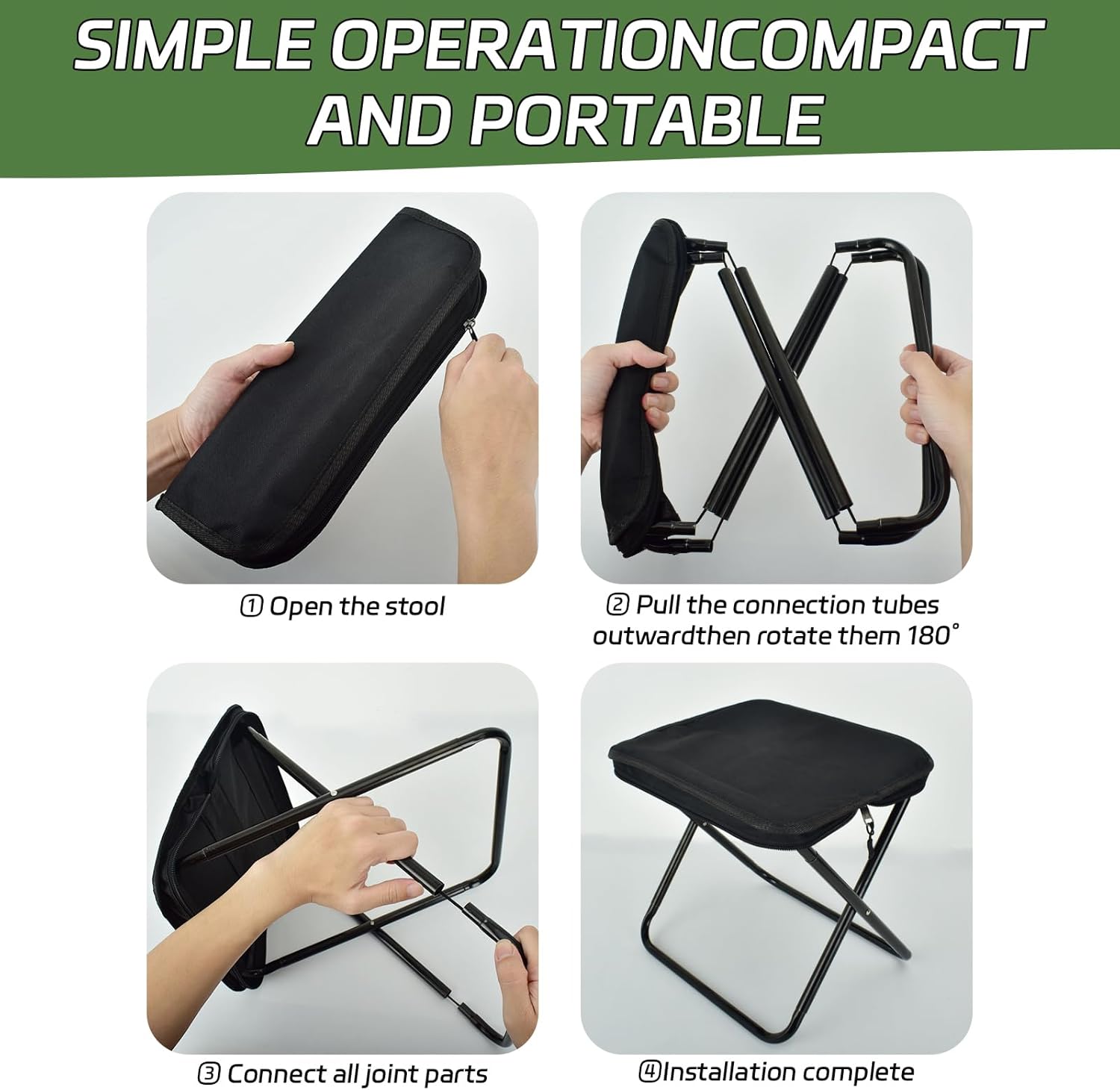 AMZDOER FOLDING CAMPING STOOLS, PORTABLE OUTDOOR CAMPING CHAIR WITH CARRY BAG, ALUMINUM ULTRALIGHT BACKPACKING STOOL, COLLAPSIBLE CAMP STOOLS OUTDOOR FOOTSTOOLS FOR WALKING HIKING FISHING PICNIC BARBECUE